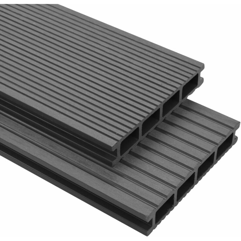 Plancher extérieur en WPC avec accessoires gris différentes dimensions Panneaux de terrasse avec accessoires WPC 16 m² 2,2 m Gris Taille : 16 m²