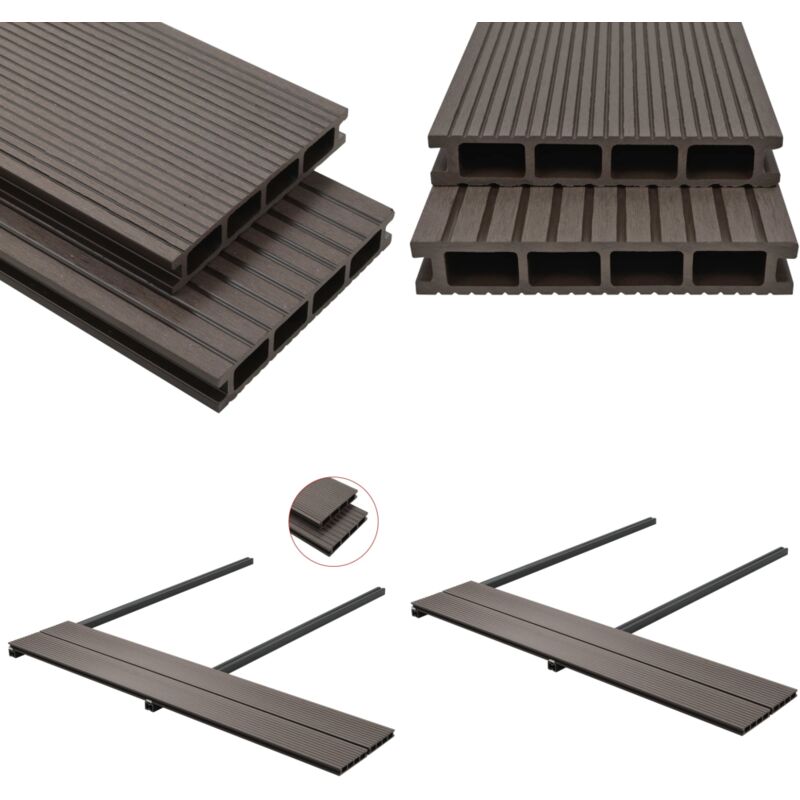 Panneaux de terrasse creux wpc 40 m² 2,2 m Marron foncé - Panneau De Terrasse - Terrasse Extérieur - Decking - Composite Bois Plastique - Terrasse