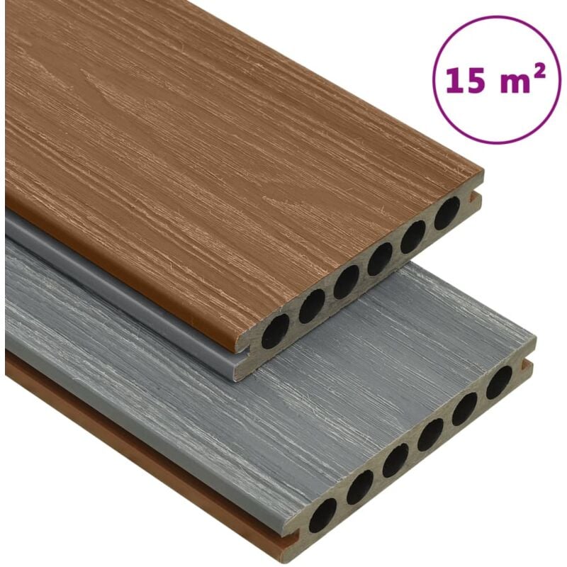 Vidaxl - Panneaux de terrasse et accessoires wpc Marron/gris 15 m² 4 m