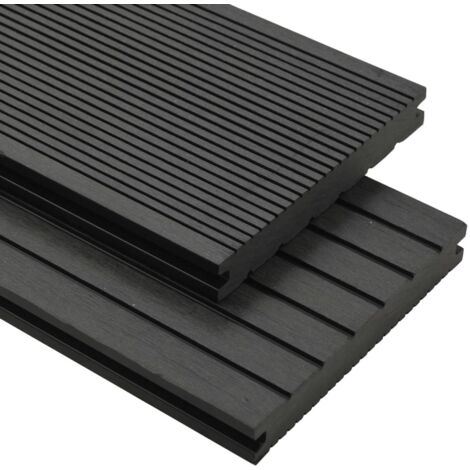 Panneaux de terrasse solides et accessoires WPC 10 m² 4 m Noir