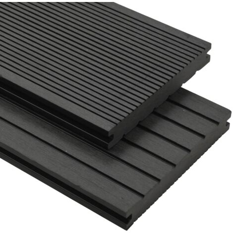 Panneaux de terrasse solides et accessoires WPC 10m² 2,2 m Noir