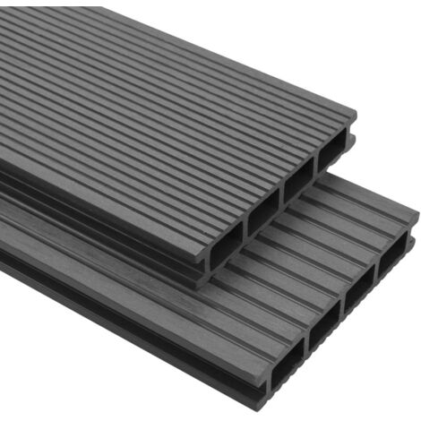 Panneaux de terrasse WPC avec accessoires 20 m² 4 m Gris