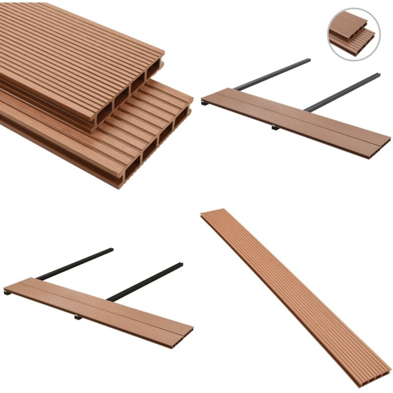 Panneaux de terrasse wpc avec accessoires 25 m² 4 m Marron - Parquet Extérieur - Terrasse Bois Composite - Decking Wpc - Aménagement Extérieur