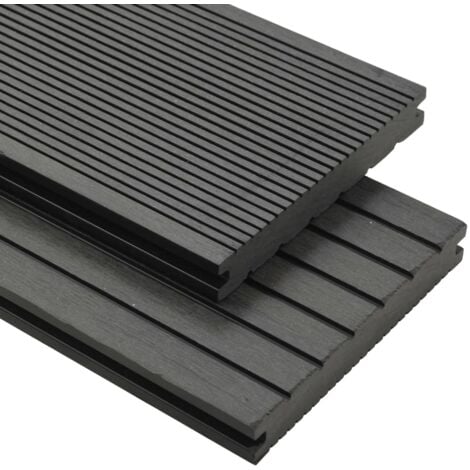 Panneaux de terrasse WPC solides et accessoires 10 m² 4 m Gris