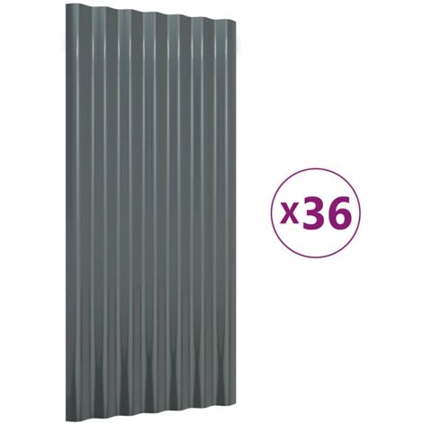 Panneaux de toit,panneaux couverture de toiture 36 pcs Acier Anthracite 80x36 cm -97454