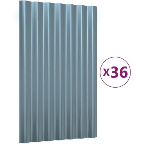 Panneaux de toit,panneaux couverture de toiture 36 pcs Acier enduit de poudre Gris 60x36 cm -41790