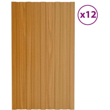 Panneaux de toiture 12 pcs Acier galvanisé Bois clair 80x45 cm