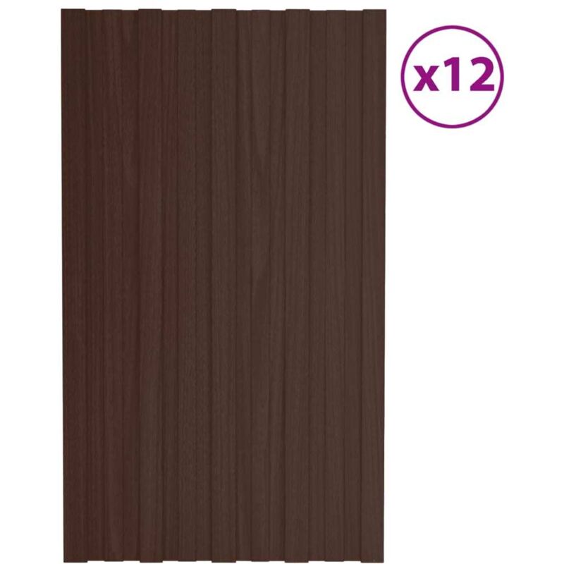 Vidaxl - Panneaux de toiture 12 pcs Acier galvanisé Marron 80x45 cm