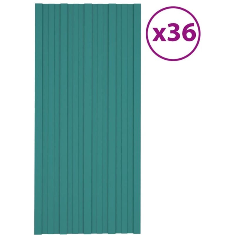 Vidaxl - Panneaux de toiture 36 pcs Acier galvanisé Vert 100x45 cm