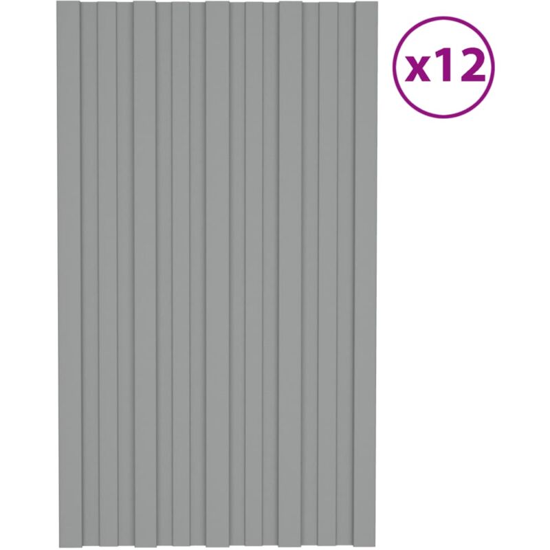 Panneaux de toiture 12 pcs Acier galvanisé Gris 80x45 cm vidaXL