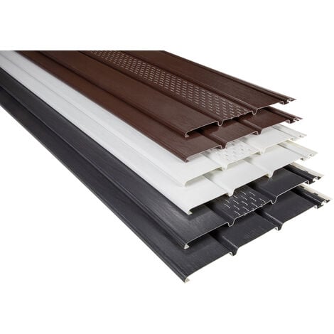 Panneaux et accessoires en plastique, sous-toiture en PVC, revêtement sous-toiture, Soffit RainWay: brown, Panneau perforé