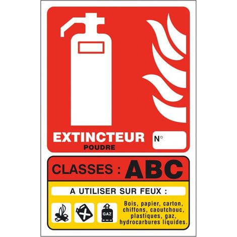 Panneaux indication extincteur texte et flèche intégré