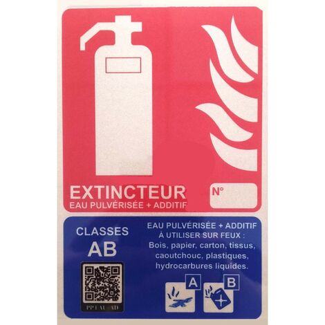 Panneaux Extincteur Plexi Classe AB avec QRcode de formation