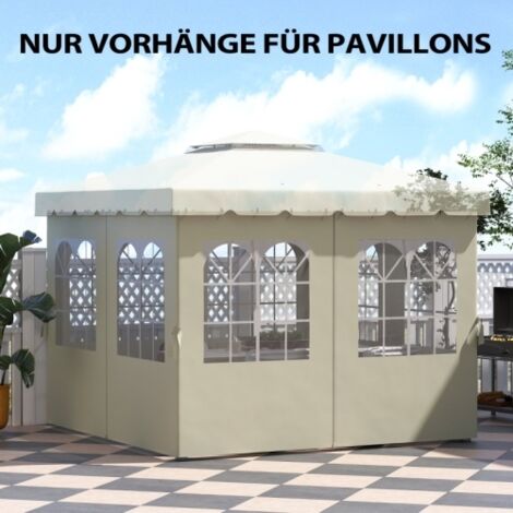 Panneaux latéraux pour pavillon de jardin, 4 panneaux latéraux avec fermeture éclair, pavillon de 3 x 4 m, blanc crème