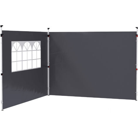 Panneaux latéraux pour tonnelle 3x3 m, lot de 2, tissu Oxford gris foncé avec fenêtre