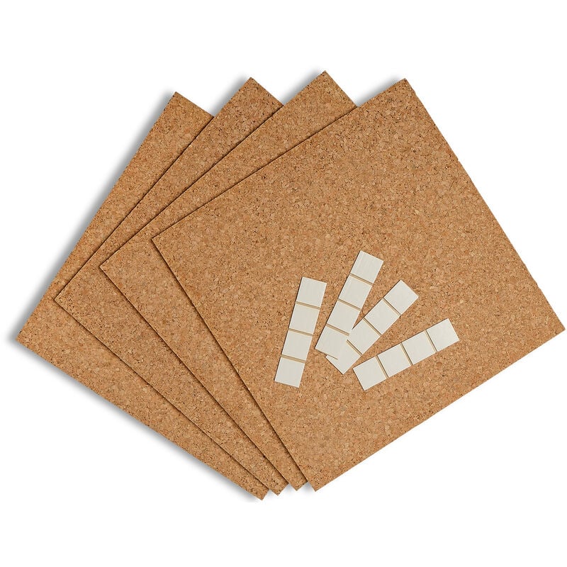 DECOSA Panneaux de liège avec autocollants - 30,5 cm x 30,5 cm x 5 mm - 4 kits: 16 pan. (=1,48 m2) - pour bureau, cuisine, cabinet médical, chambre