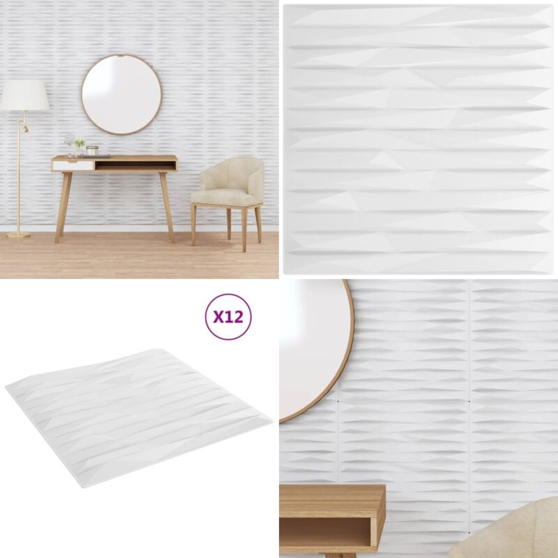 Panneaux muraux 12 pcs blanc 50x50 cm XPS 3 m² pierre - Papier Peint 3d - Revêtement Mural - Panneaux Muraux - Decoration Murale - Lambris - Home &
