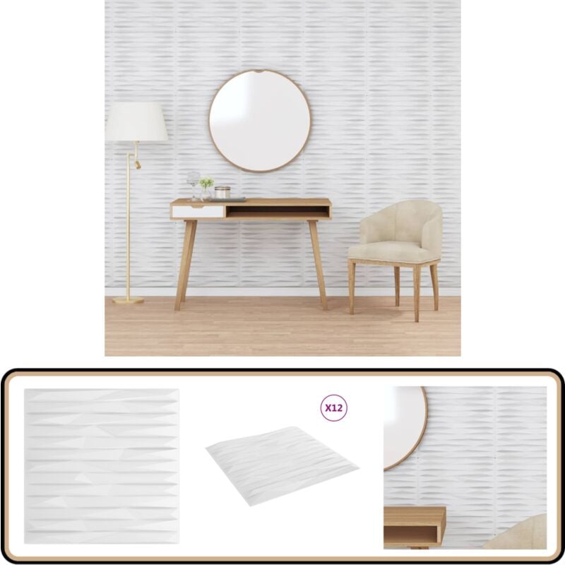 Vidaxl - Panneaux muraux 12 pcs blanc 50x50 cm xps 3 m² pierre - Papier Peint 3d - Revêtement Mural - Panneaux Muraux - Decoration Murale - Lambris