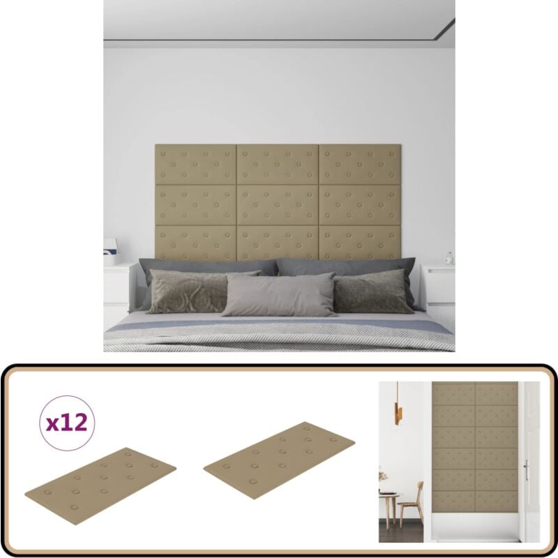 Vidaxl - Panneaux muraux 12 pcs Cappuccino 60x30 cm Similicuir 2,16 m² - Panneau Mural - Revêtement Mural - Lambris - Décoration Murale - Isolation
