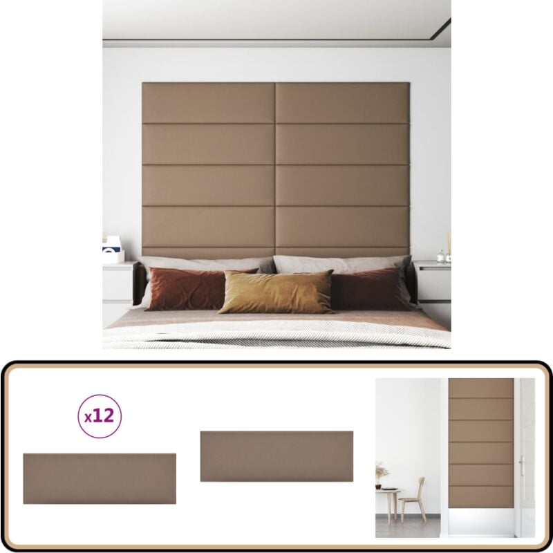 Vidaxl - Panneaux muraux 12 pcs Cappuccino 90x30 cm Similicuir 3,24 m² - Panneau Mural - Revêtement Mural - Décoration Murale - Simili Cuir