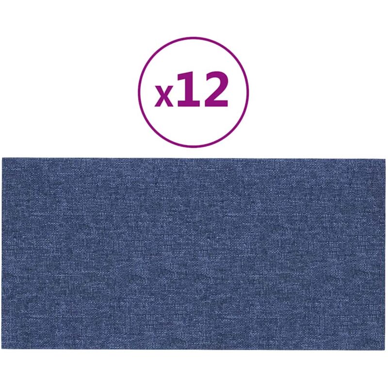 Vidaxl - Panneaux muraux 12 pcs Bleu 30x15 cm Tissu 0,54 m²