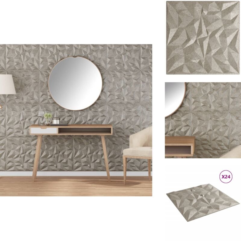 Vidaxl - Panneaux muraux 24 pcs béton 50x50 cm xps 6 m² améthyste - Panneau Mural - Panneaux Muraux - Lambris - Carrelage Mural