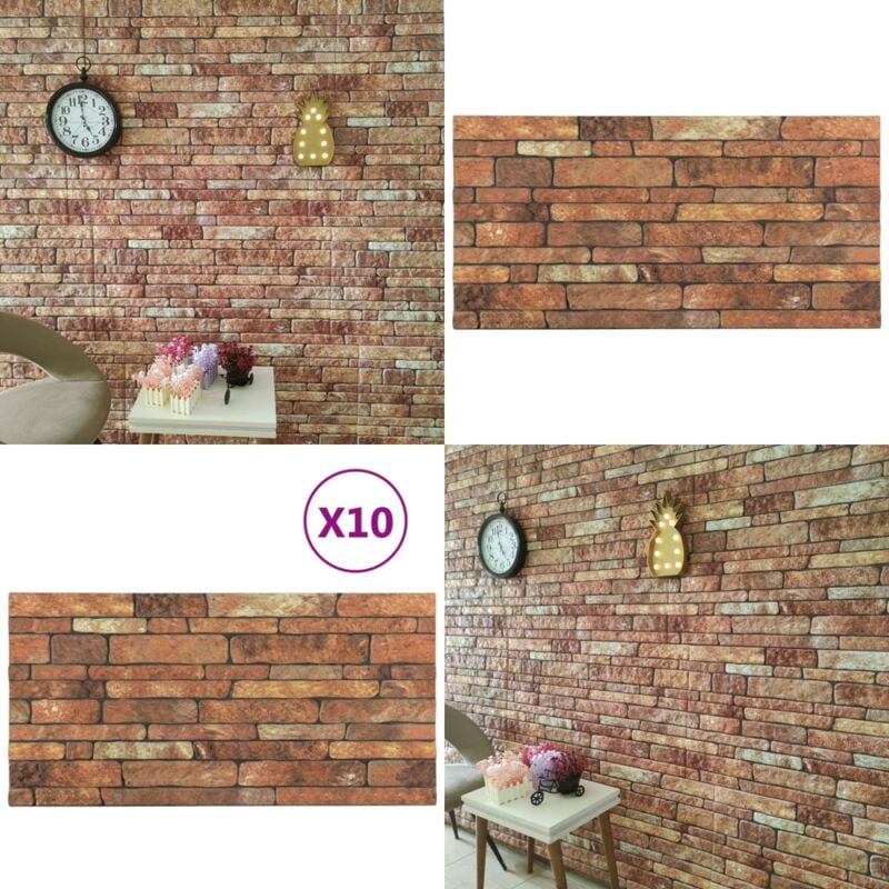 Vidaxl - Panneaux muraux 3D au design de brique marron 10 pcs eps - Panneau Mural 3D - Décoration Murale - Papier Peint 3D - Isolation Thermique