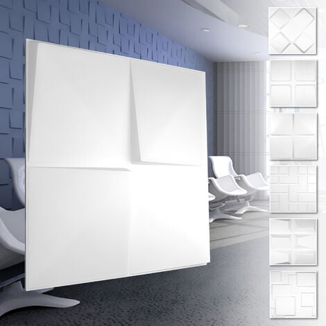 Panneaux muraux 3D en plastique PVC - revêtement mural blanc avec aspect 3D - Motifs Cube