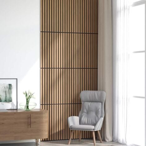 Panneaux muraux acoustiques 8pcs lattes 60,5x60cm placage chêne vidaXL