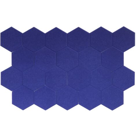 Panneaux muraux acoustiques Hexagone - Feutre PET bleu - Lot de 22