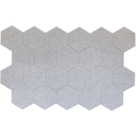 Panneaux muraux acoustiques Hexagone - Feutre PET gris - Lot de 22