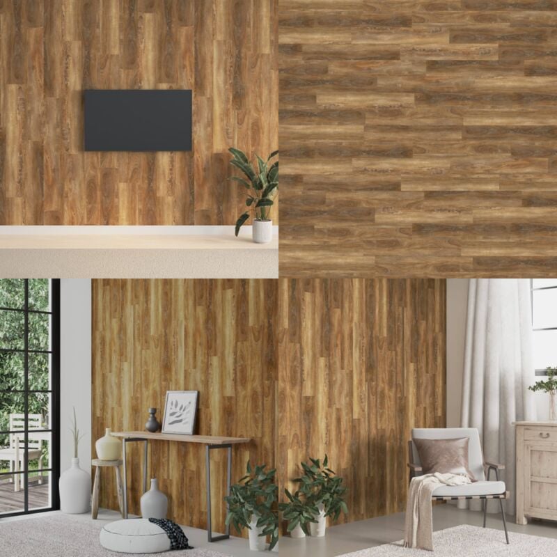 Panneaux muraux Aspect bois Marron pvc 2,06 m² - Panneau Mural - Revêtement Mural - Décorations Murales - Lambris Pvc - Décor Chêne - Home & Living