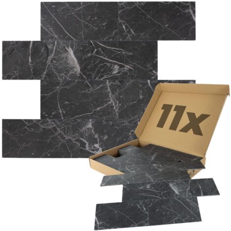 Panneaux muraux autocollants aspect marbre 1m², 11 pièces Anthracite Revêtement mural résistant à l'humidité, qualité supérieure pour salle de bains et cuisine