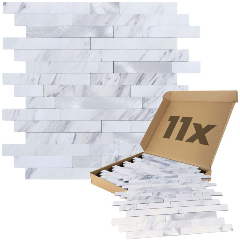 Panneaux muraux autocollants aspect marbre et pierre 1m², 11 pièces Revêtement mural résistant à l'humidité, qualité supérieure pour salle de bain et