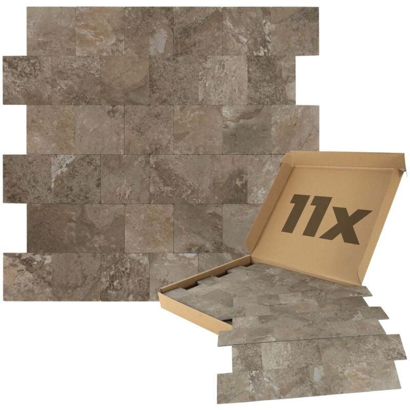 Panneaux muraux autocollants aspect pierre 1m², 11 pièces Revêtement mural résistant à l'humidité, qualité supérieure pour salle de bains et cuisine