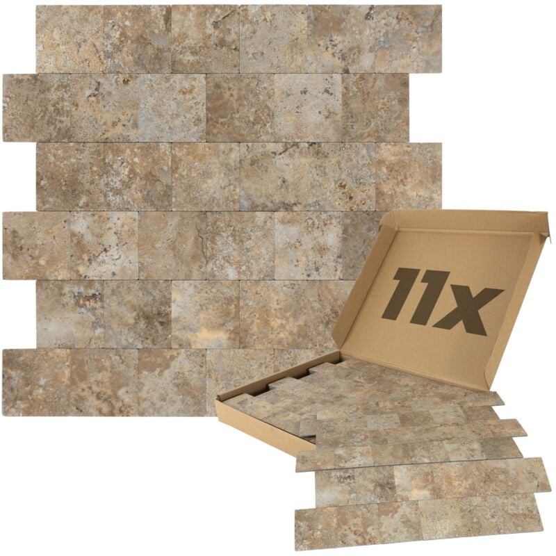 Panneaux muraux autocollants aspect pierre 1m², 11 pièces Revêtement mural résistant à l'humidité, qualité supérieure pour salle de bains et cuisine