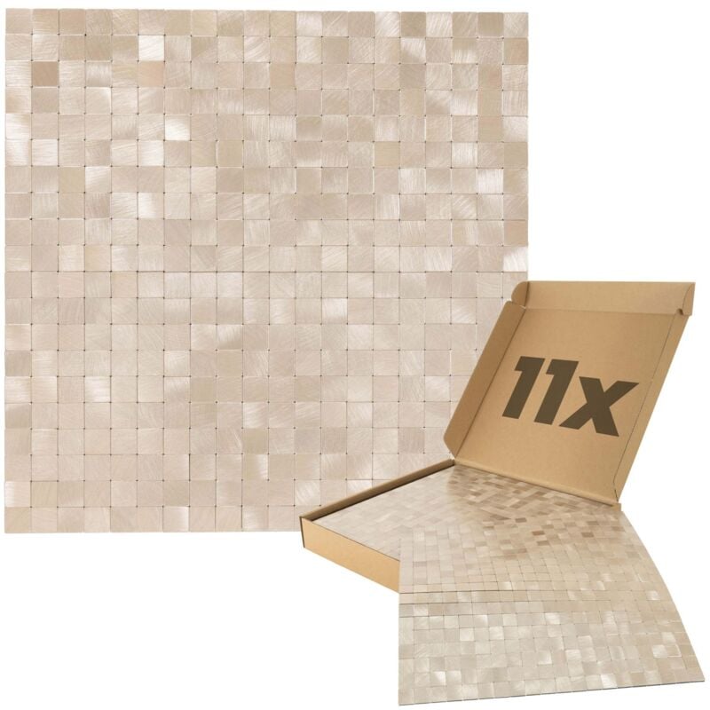 Panneaux muraux autocollants Carreaux mosaïque 1m², 11 pièces Revêtement mural résistant à l'humidité, qualité supérieure pour salle de bain et