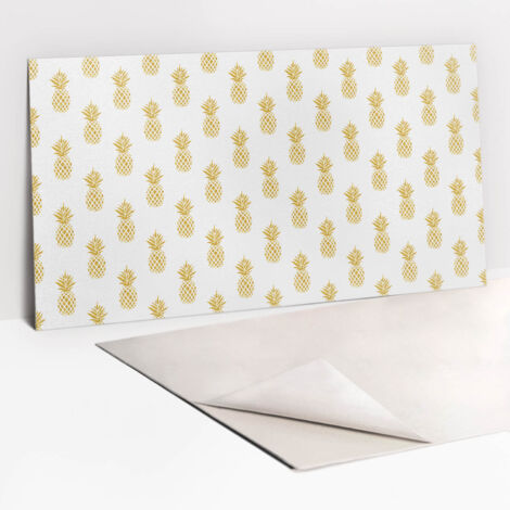 Panneaux muraux autocollants en vinyle imperméable - Ananas dessin animé doré 100 x 50 cm