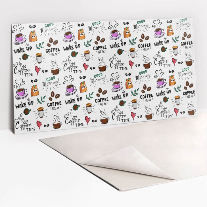 Panneaux muraux autocollants en vinyle imperméable - Cartoon café 100 x 50 cm