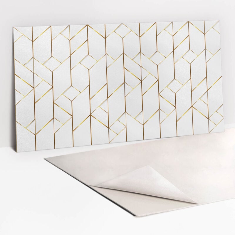 Panneaux muraux autocollants en vinyle imperméable - Lignes dorées tendance 100 x 50 cm