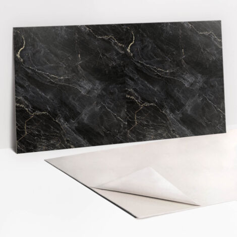 Panneaux muraux autocollants en vinyle imperméable - Marbre foncé 100 x 50 cm