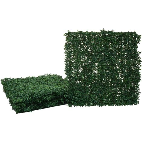 Panneaux muraux brise-vue brise-vent pour terrasse et balcon 4 x 50x50 cm 1 m² imitation buis vert 040010226