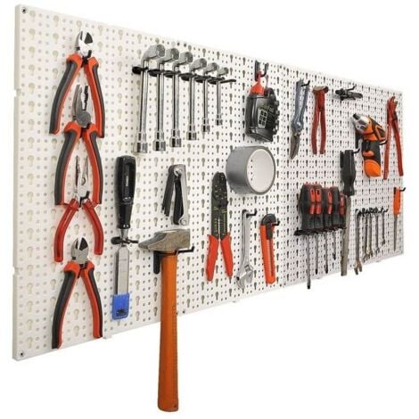 Set de supports à outils avec panneau perforé Étagère murale datelier Mur à outils Système de rangement mural 1152 x 780 mm