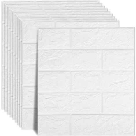 Panneaux Muraux en Briques 3D Peel and Stick Papier Peint Adhesif Mural Mousse PE Imperméable Autocollantes Murales pour Cuisine, Salon, Chambre à Coucher, Buanderie (Blanc, 36 Pièce)