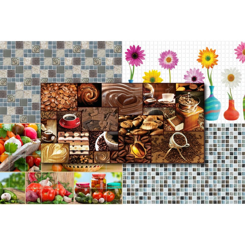 Hexim - Panneaux muraux en pvc - motifs de mosaïque, panneaux faciles à entretenir - stock restant : chocolat brun