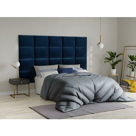 Panneaux muraux tête de lit - 200 cm - Velours - Bleu - BARTEL de Pascal Morabito