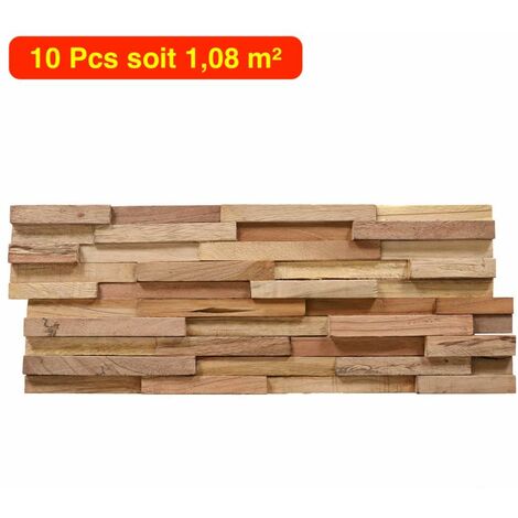 Panneaux Parement Mural en Bois. 10 Pièces. 1,08 m² Effet 3D