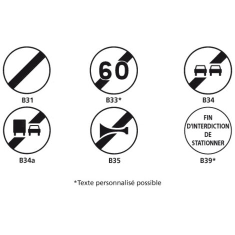 PANNEAUX ROUTIER - SIGNAUX DE FIN D'INTERDICTION - TYPE B (B31galva) - B31 - Diamètre 650 mm