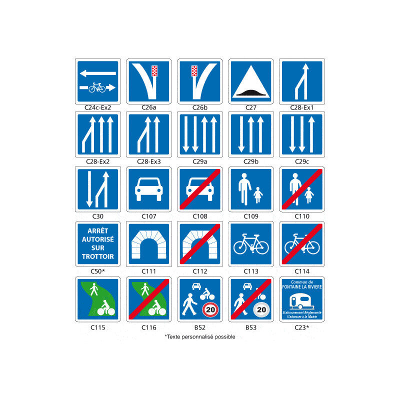 Panneaux routier - signaux d'indication - type c (C24c) - C110 - 700 x 700 mm