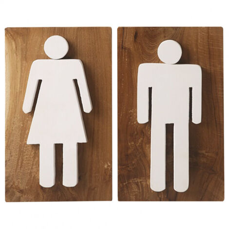 Panneaux WC Homme / Femme en bois de teck - HOFE